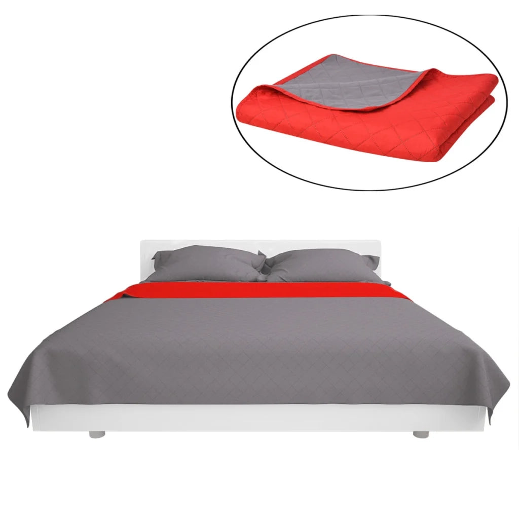Copriletto Double-Face Trapuntato Rosso e Grigio 170x210 cm CFW9649913