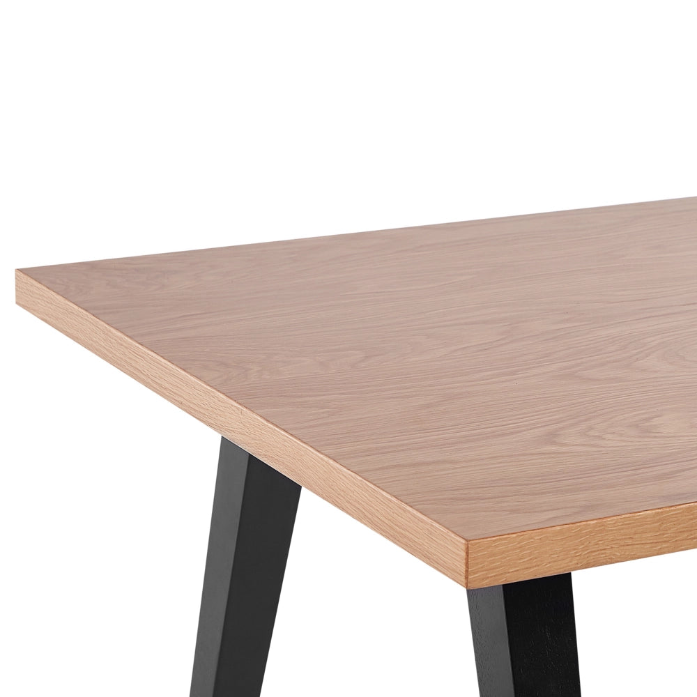 Tavolo in legno chiaro e nero piano MDF gambe legno di caucciù 150 x 90 cm