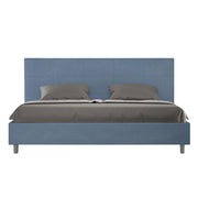 BS COM Letto matrimoniale king size con rete imbottito 190x200 microfibra blu