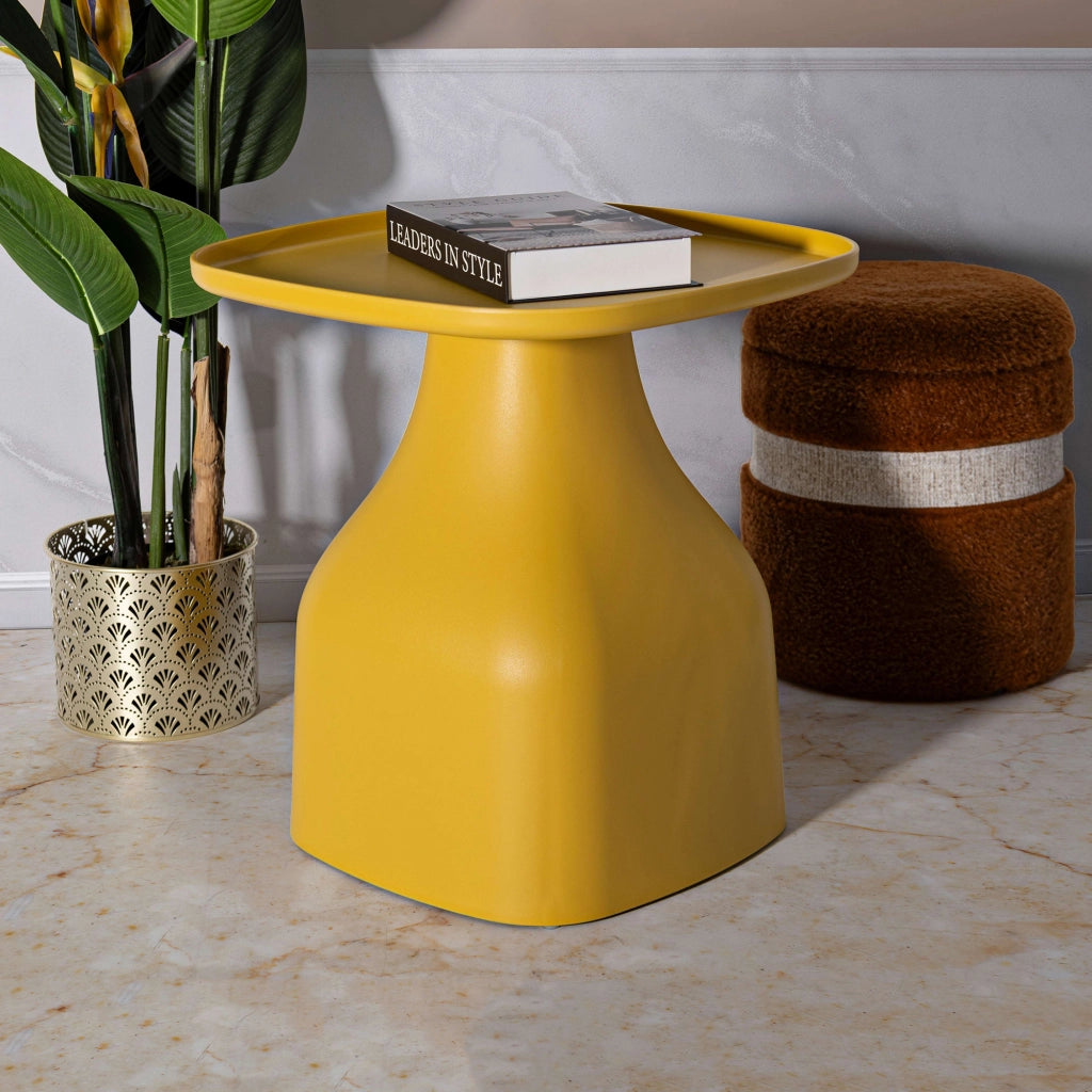 Midelt, Tavolino da Salotto Adatto per Indoor/outdoor Angoli Arrotondati, 48x48x50h cm Giallo