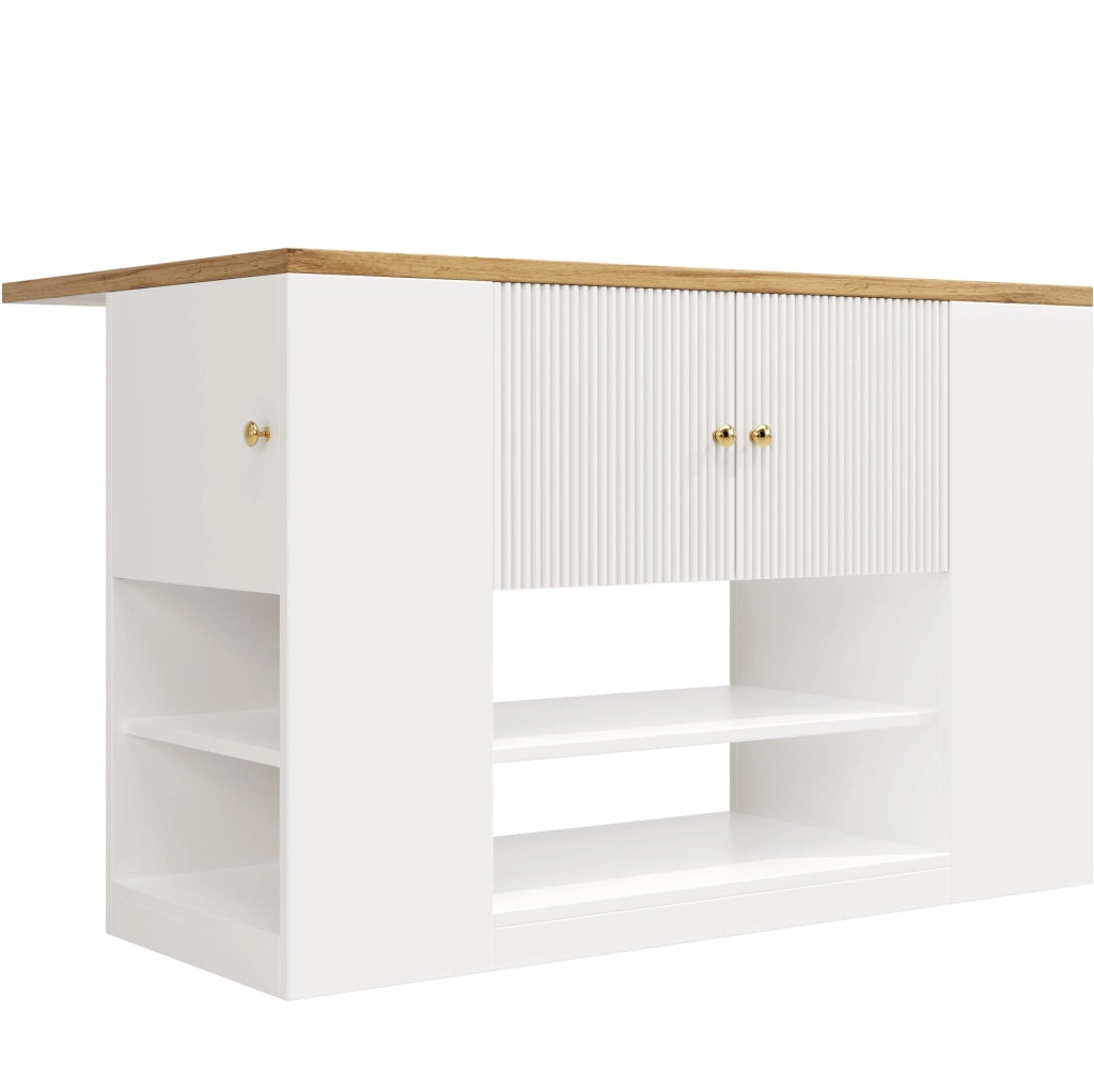 Isola da cucina pieghevole con contenitore in MDF e metallo bianca