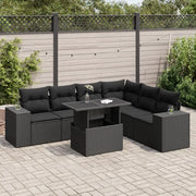 vidaXL Set Divani da Giardino con Cuscini 7pz Nero Polyrattan