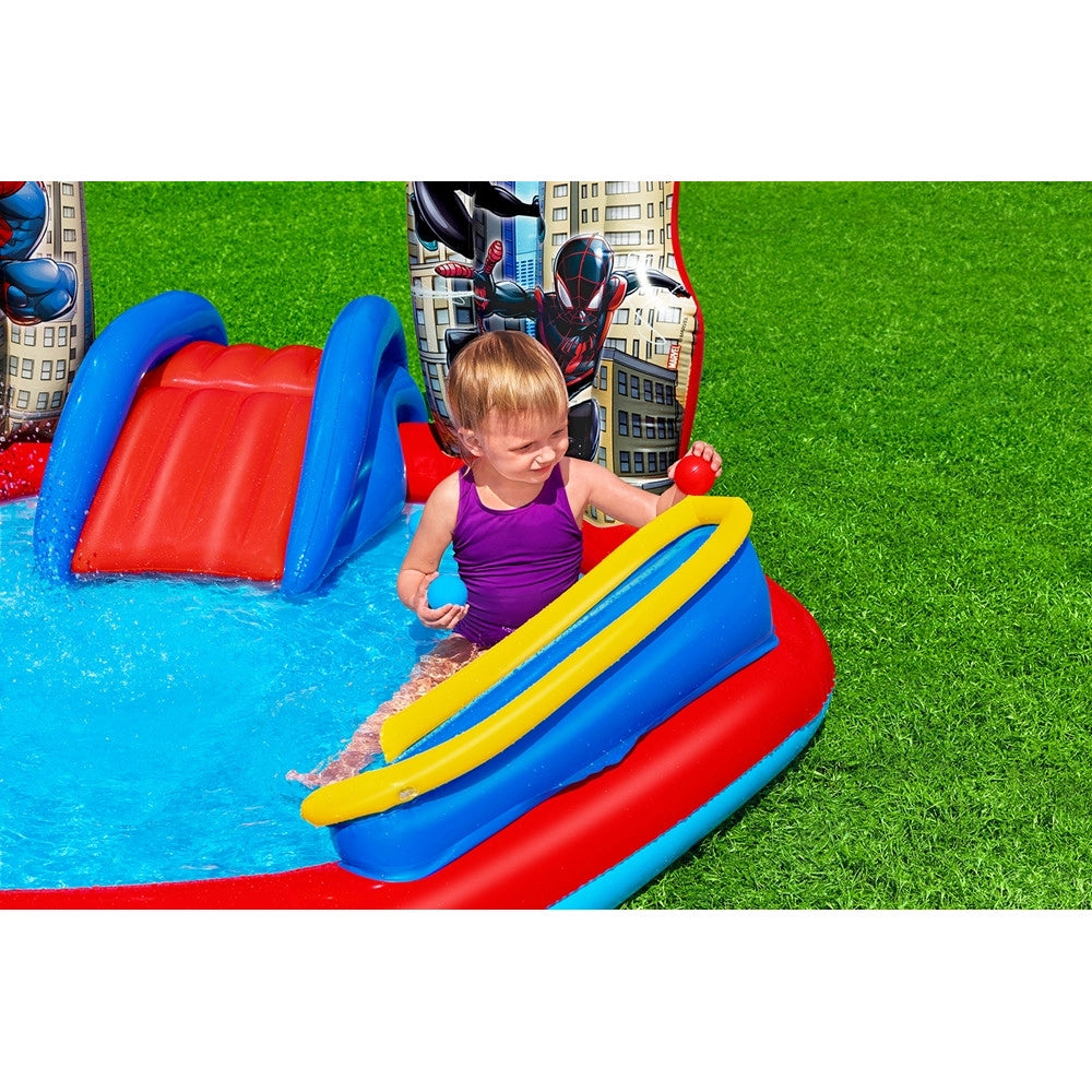 Trade Shop - Centro Giochi Acquatico Spider-man Gonfiabile Piscina 211x206x127cm Anelli Palline 98793 -