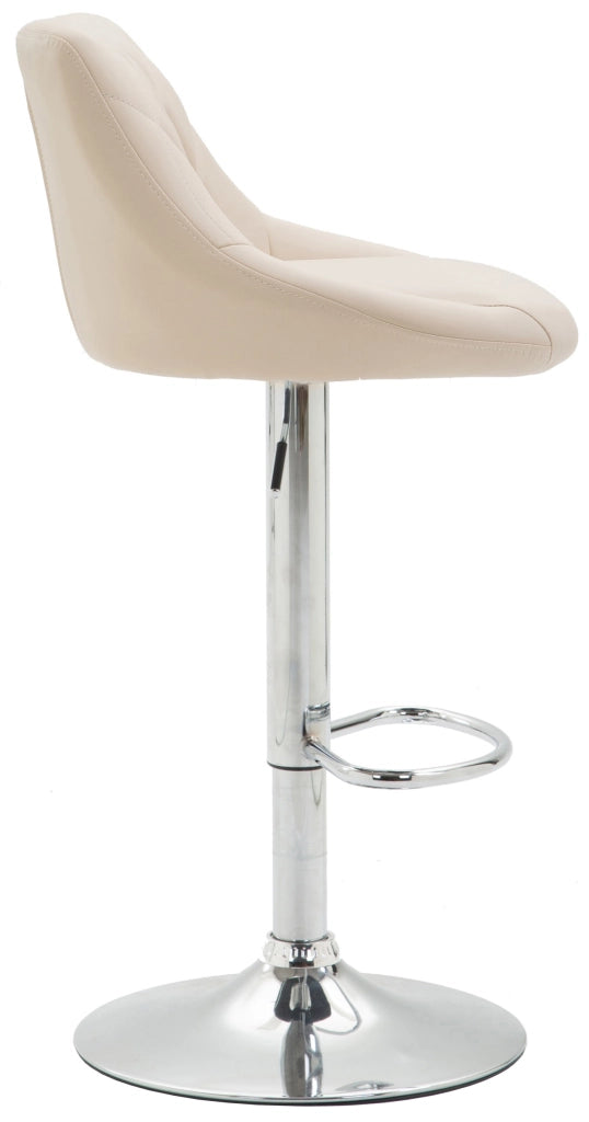 Sgabello Lazio in similpelle crema,cromo