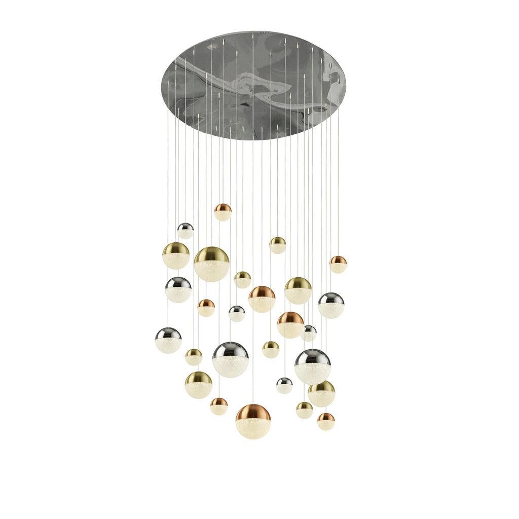 Plafoniera Contemp Pianeti Acciaio Cromo Policarbonato Ottone Led 204W 4000K