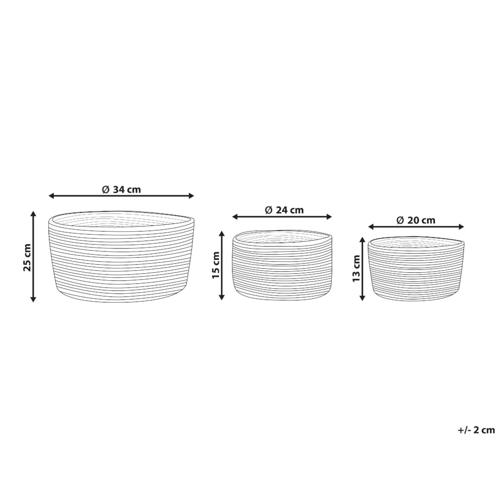 Set di 3 cestini in tessuto di iuta naturale altezza 13/15/25 cm per riporre oggetti in stile rustico Boho
