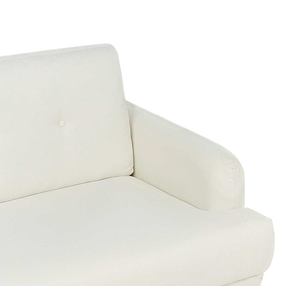 Set da salotto composto da divano a 3 posti e poltrona gambe in legno seduta spessa con rivestimento in tessuto bianco sporco soggiorno retrò classico