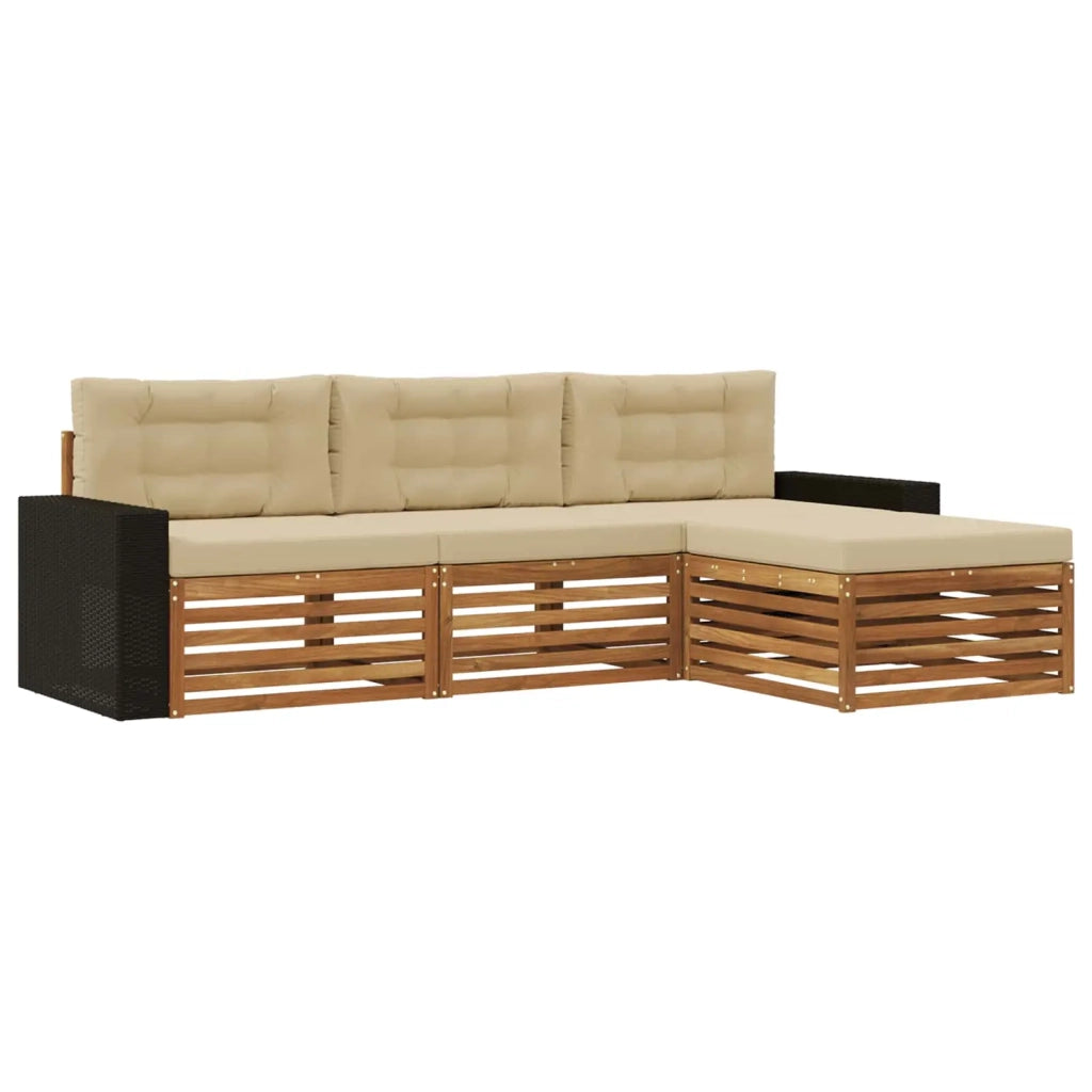 Set di divani da esterno 4 pz Naturale e Beige Poliestere 3383216