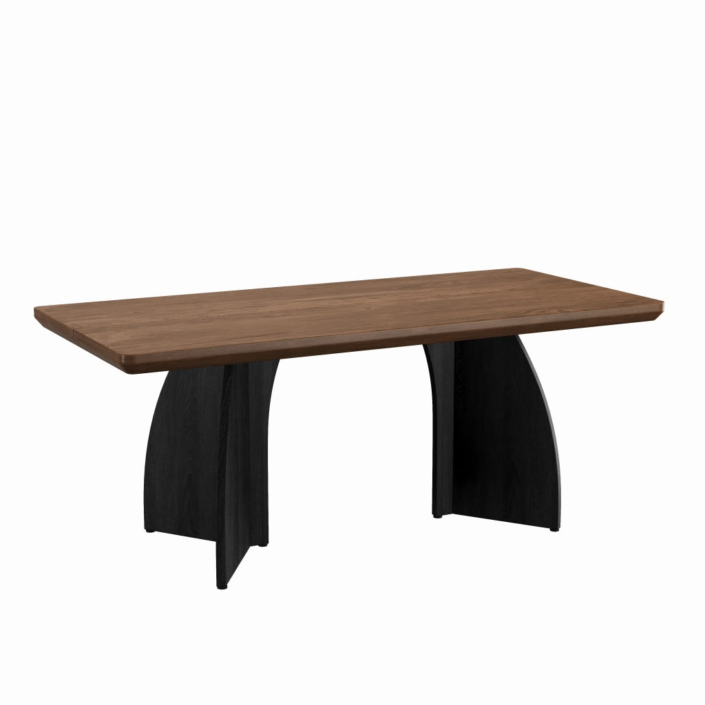 TAVOLO da pranzo 160x80 cm in MDF, colore noce, gambe nere