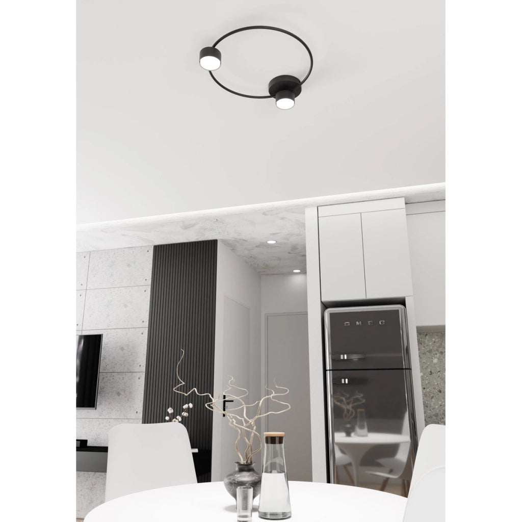 Lampada da soffitto LUCIO a due luci in acciaio nero opaco