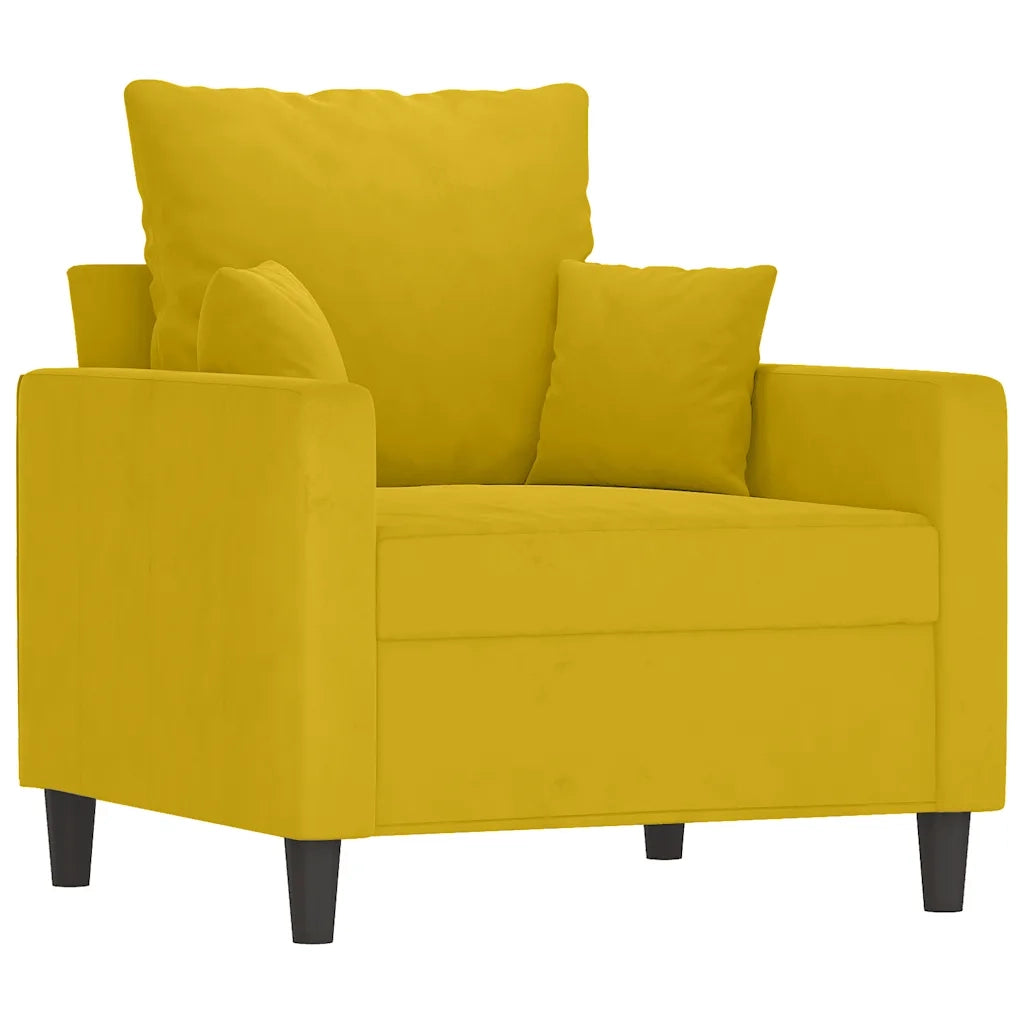 Set di Divani 3 pz con Cuscini giallo in Velluto
