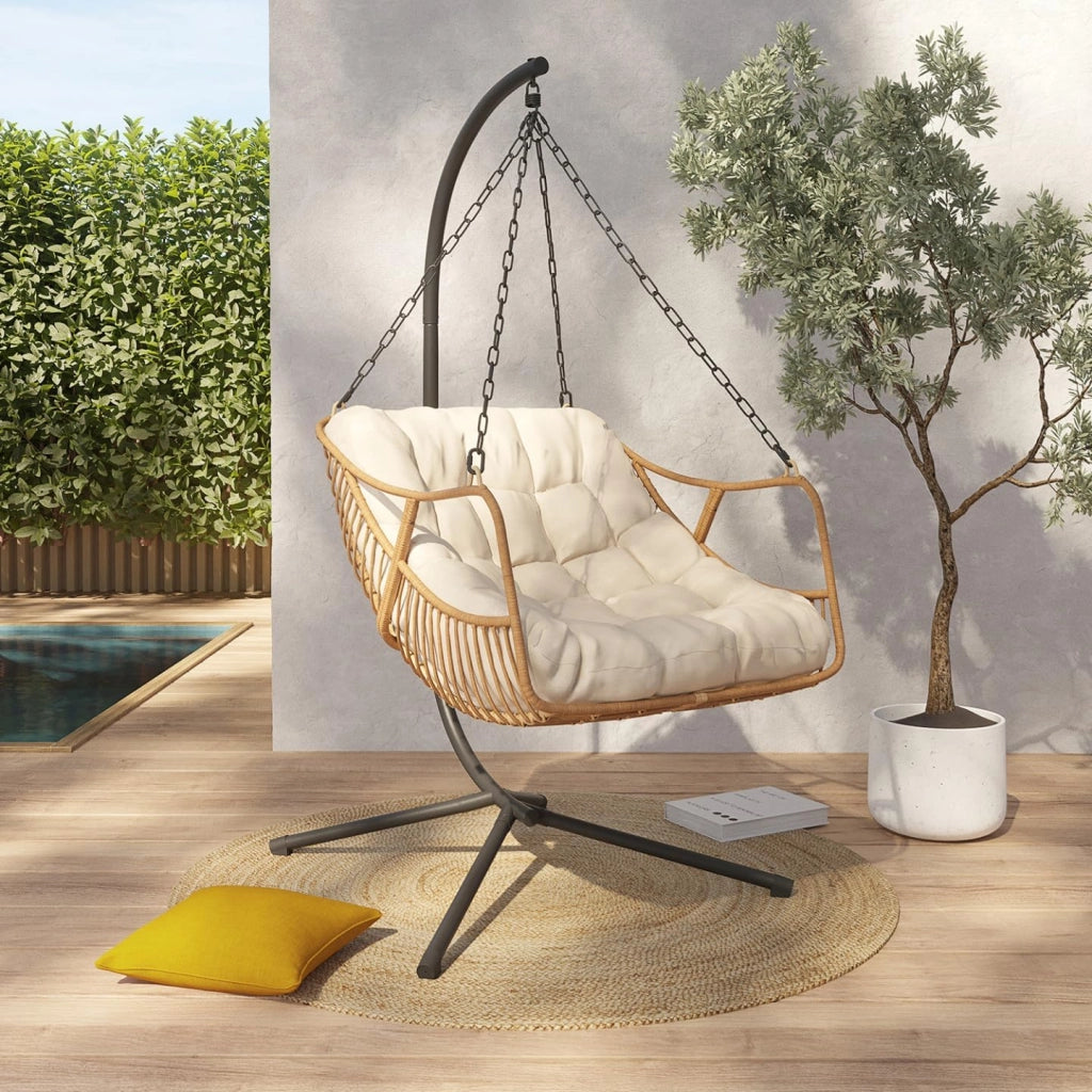 LOA reclinabile in Rattan Traforato con Cuscino Ecrù