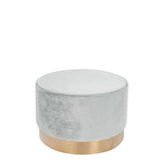 Pouf Rotondo Nano in Velluto Mint e Bianco con Base Oro