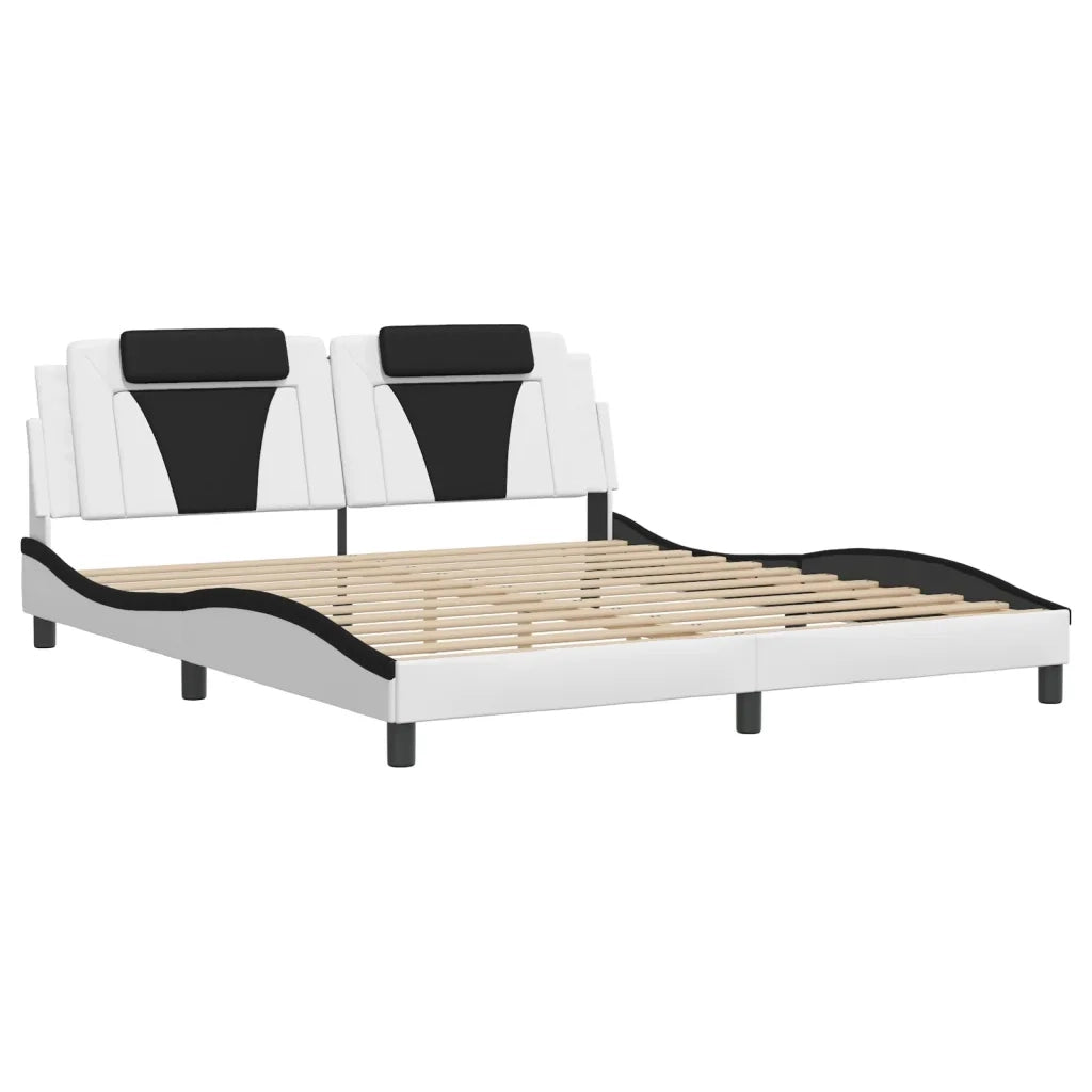 Giroletto Viana con LED senza Materasso-Struttura Letto Bianco e Nero 180x200 cm