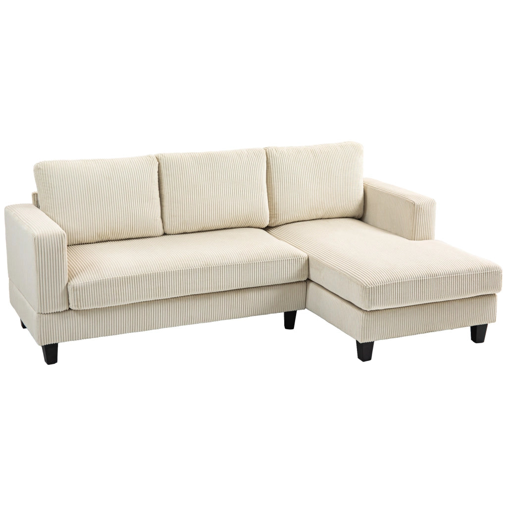 Divano Angolare 3 Posti con Chaise Longue ¨C Zephmum ¨C Velluto Antimacchia Beige 214 cm