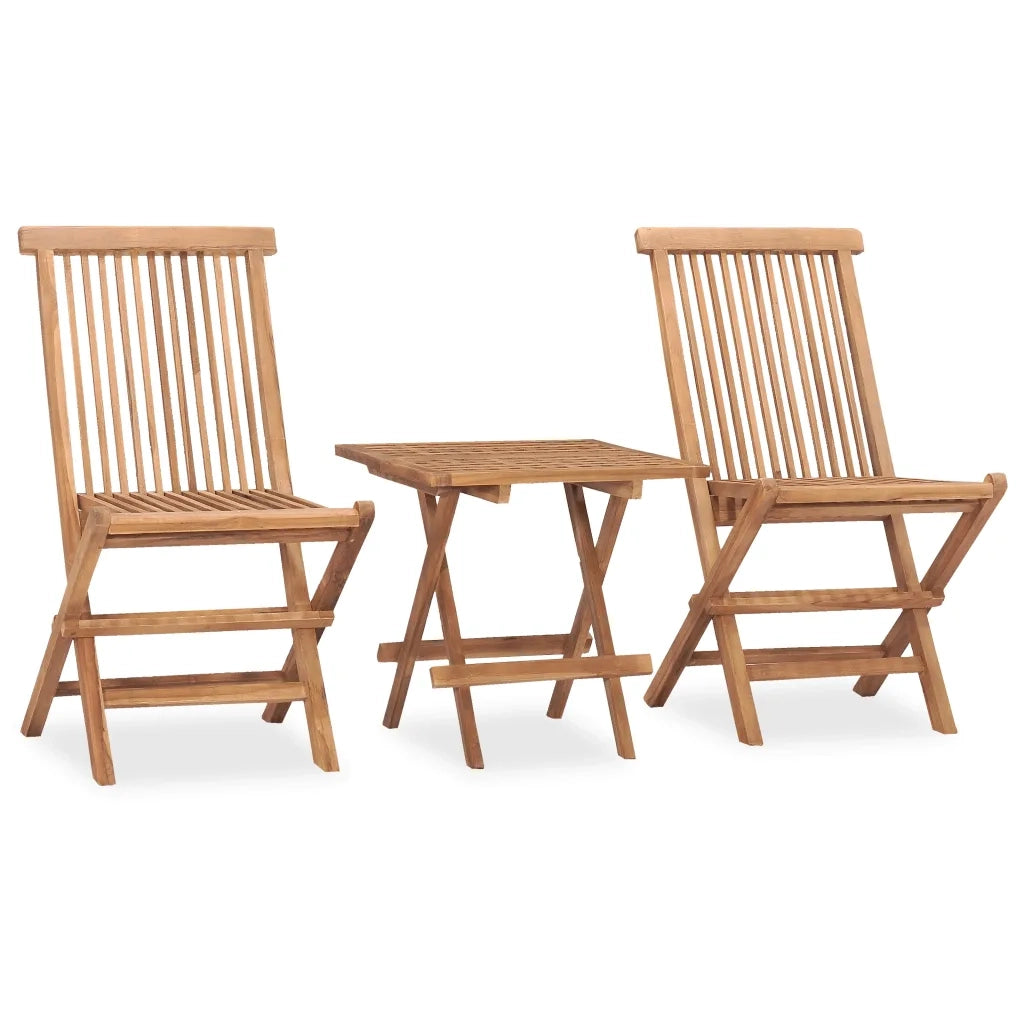 Set da Pranzo Giardino Pieghevole 3 pz Cuscino Massello di Teak cod mxl 43647