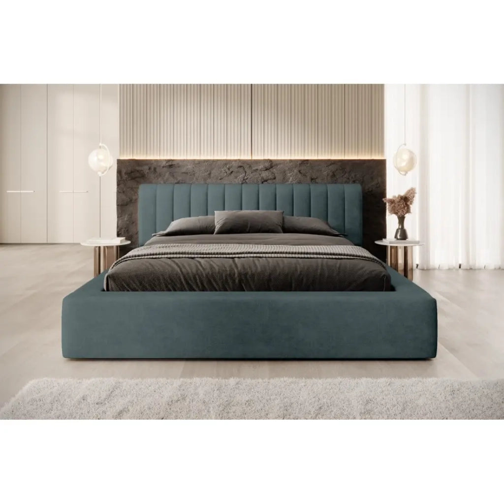 Lettino CERVIN – Velluto morbido Notte smeraldo – 140x200 cm – Rete sollevabile – Design elegante