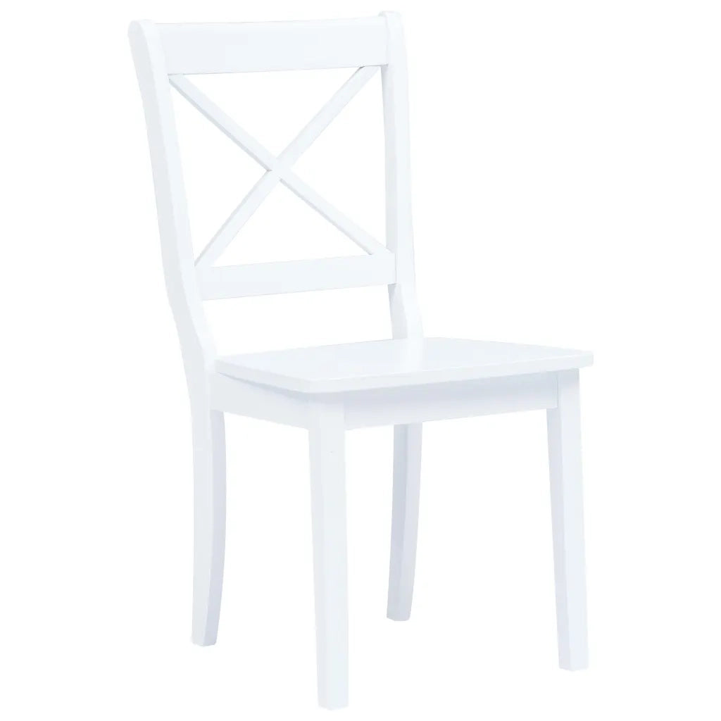 Sedie da Pranzo 2 pz Bianche in Legno Massello di Hevea cod mxl 6710