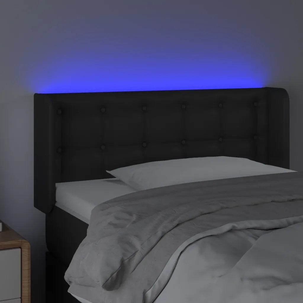 Testiera a LED Nera 83x16x78/88 cm in Similpelle