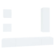 Set di mobili da 5 pezzi tra cui armadio credenza mobile TV televisore per soggiorno camera da letto salotto legno ingegnerizzato bianco 02_0024861