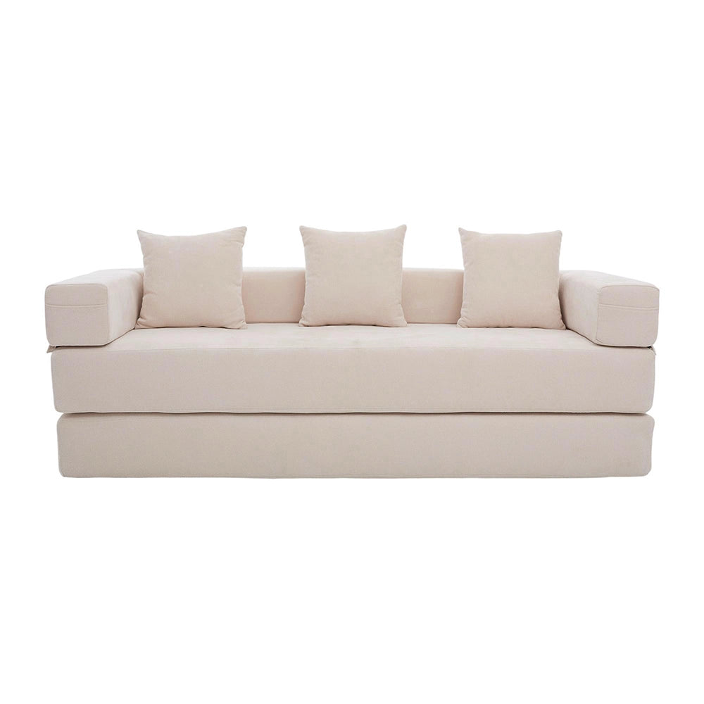 Divano modulare con chaise longue - Xylo - Velluto costato, 5 cuscini, gambe in metallo