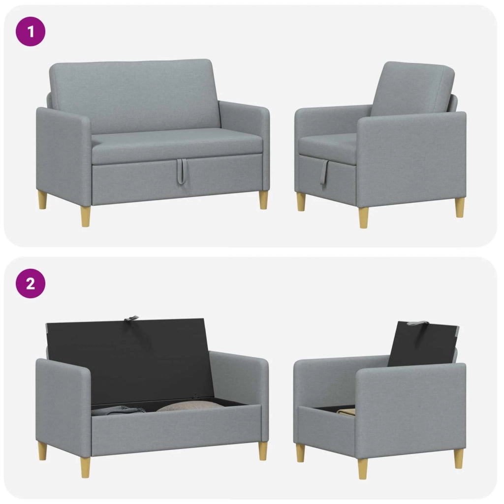 Set di Divani con Storage 2 pz Grigio Chiaro Poliestere 3429148