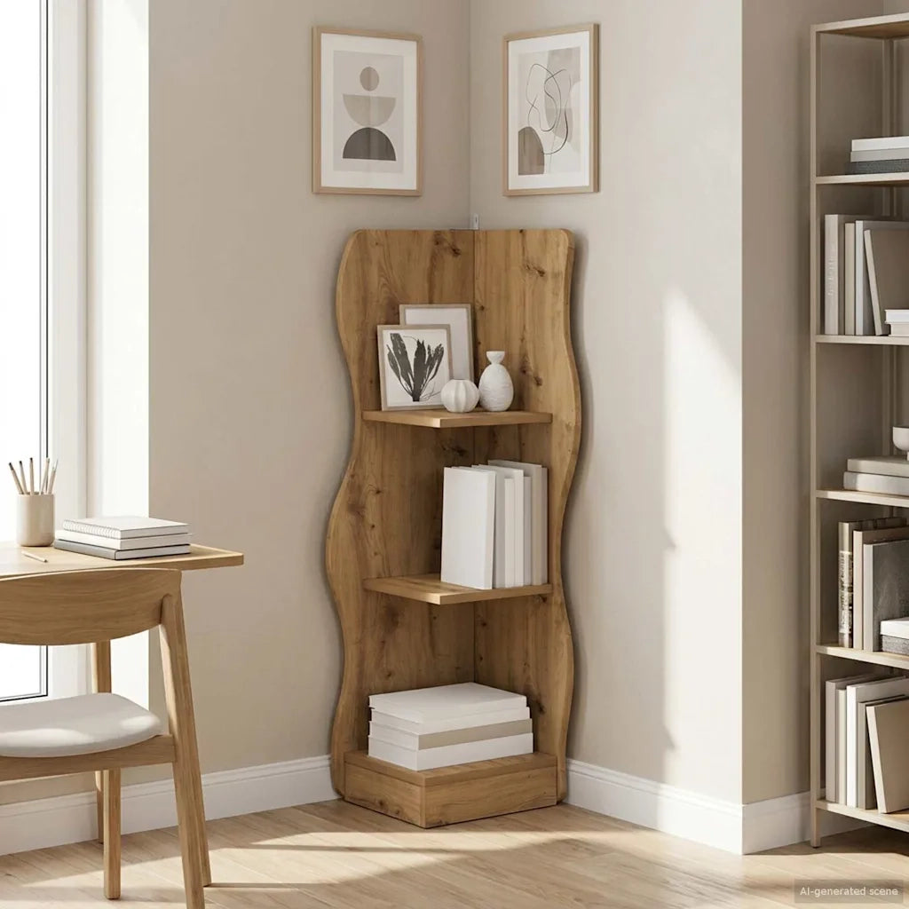 Mensola | Ripiano | Scaffale angolare Rovere Artigianale 34 x 33 x 102 cm