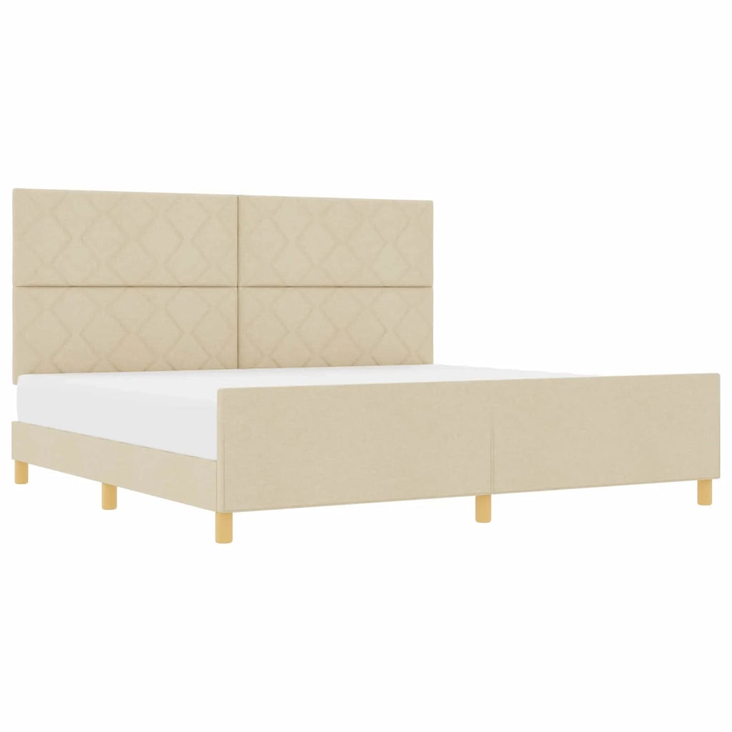 Struttura del letto con testiera Crema 200 x 200 cm Tessuto 3344835
