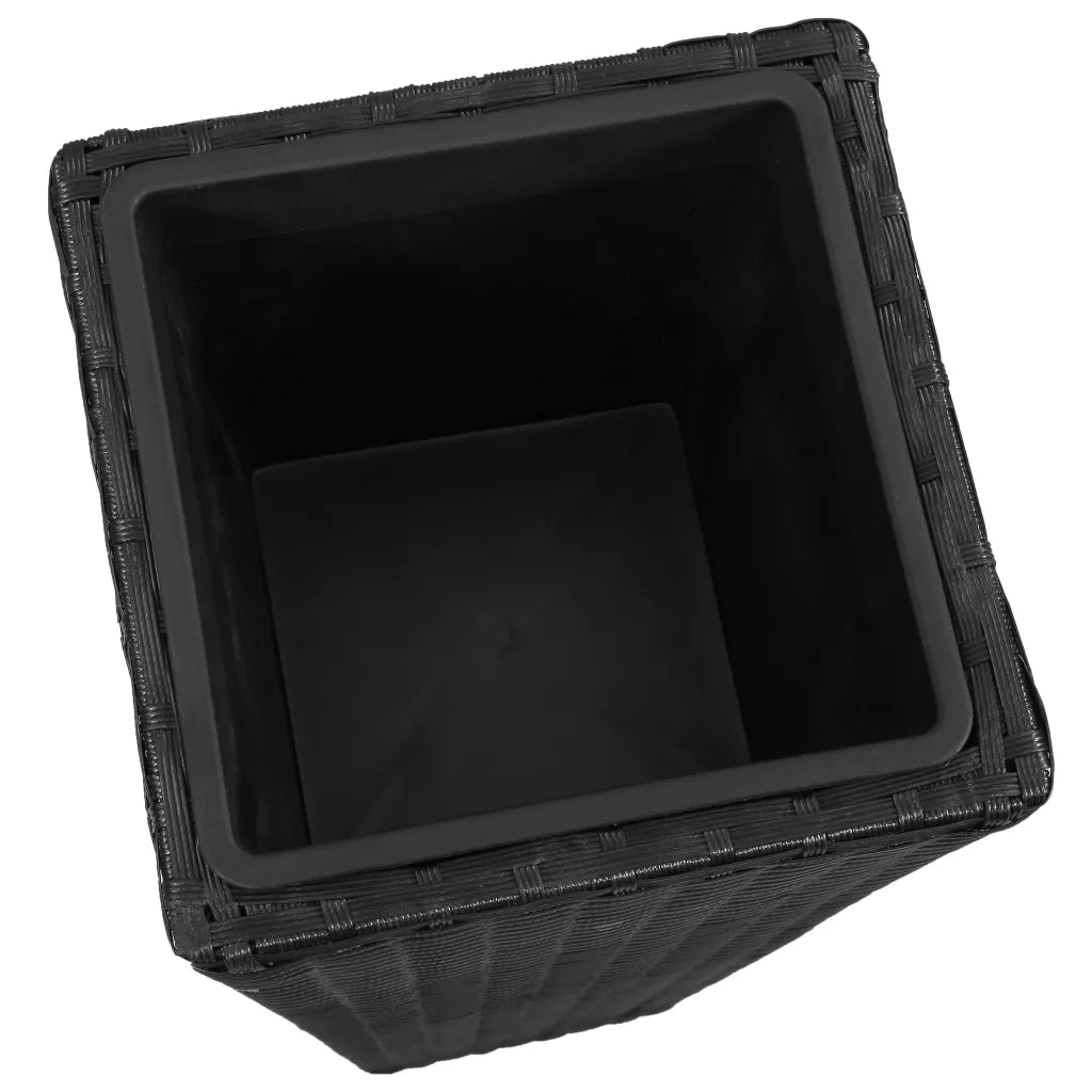 Fioriere | Cassetta per fiori | Letti Rialzati da Giardino 3 pz in Polyrattan Nero