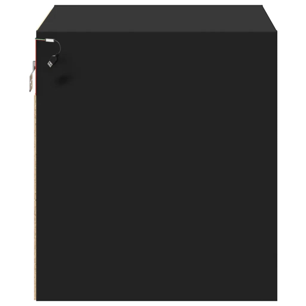vidaXL Comodini a Parete con Luci LED 2 pz Neri