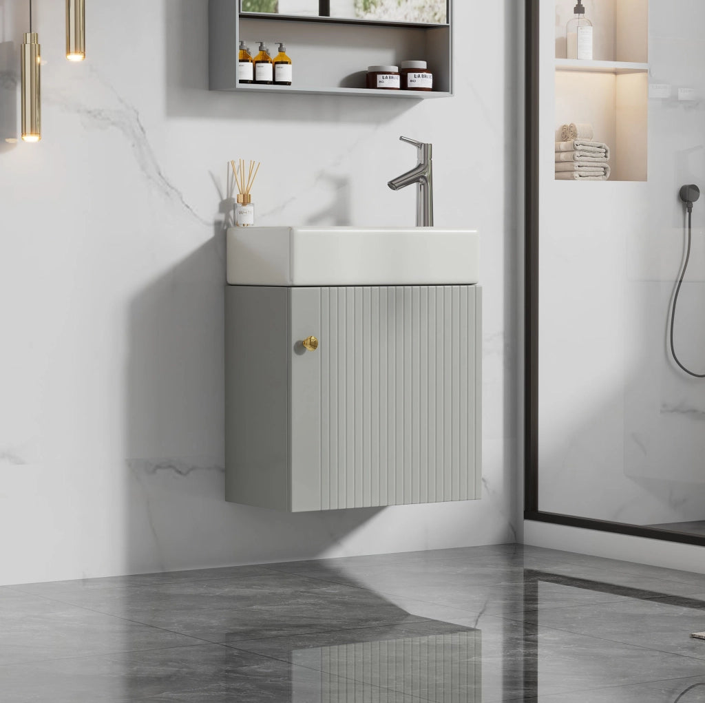 Mobile bagno con lavabo 62 x 54 x 26 cm in MDF grigio e bianco