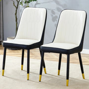 Set di 2 sedie da pranzo in PU bianco e nero con gambe in metallo
