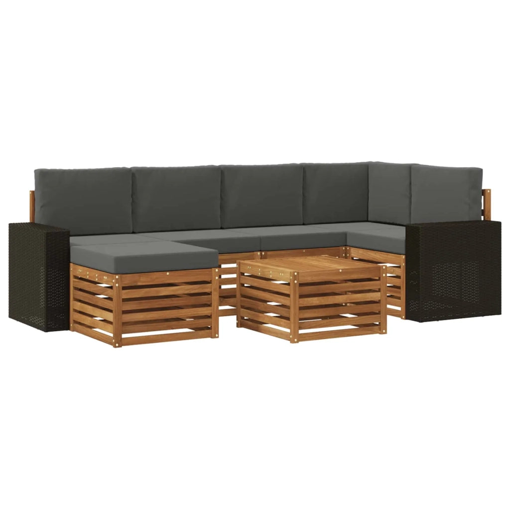 Set di divani da esterno 7 pz Naturale e Antracite Poliestere 3384603