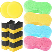 Kit di pulizia auto - 12 Pacchi di spugne per lavaggio auto grandi - Applicatore di dressing auto - Pannelli di applicazione di cera auto - Spugne per lavaggio finestra pulite