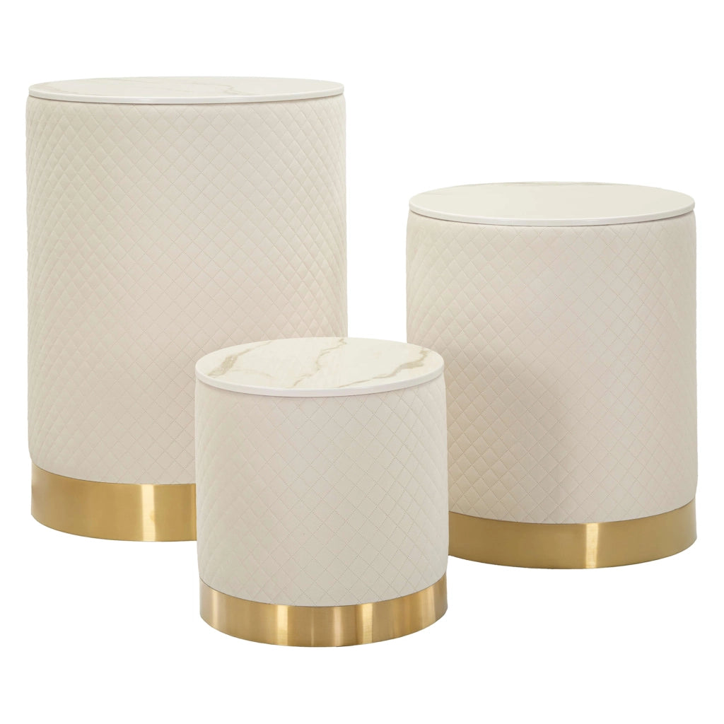 Skagen, Pouf Contenitore Forma Rotondo, 60x60x80h cm Bianco