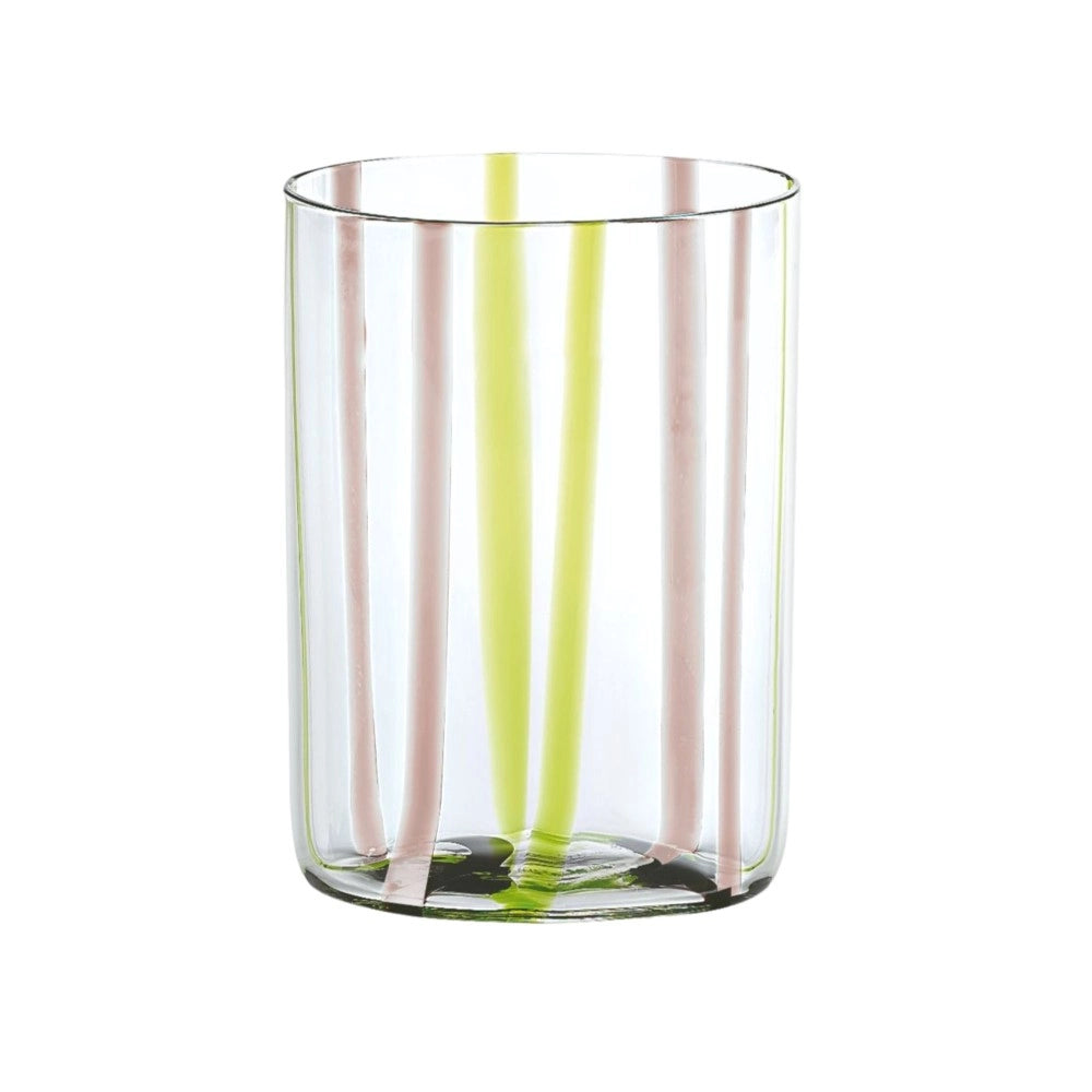 Bicchiere Tirache Zafferano in vetro borosilicato bicolore Verde-ametista box 6 pezzi