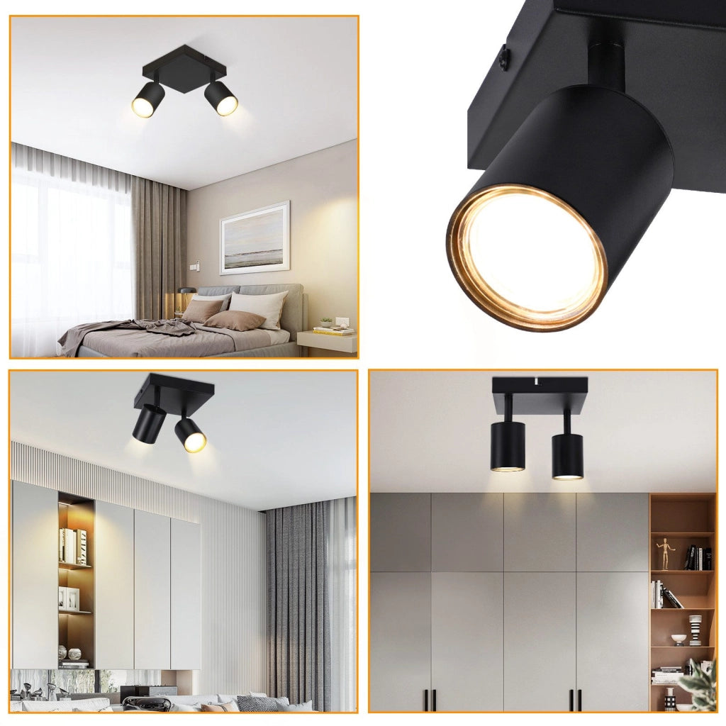 ZMH Faretto da soffitto 2 fiamme GU10 lampada da soffitto moderna parete orientabile 330° soggiorno