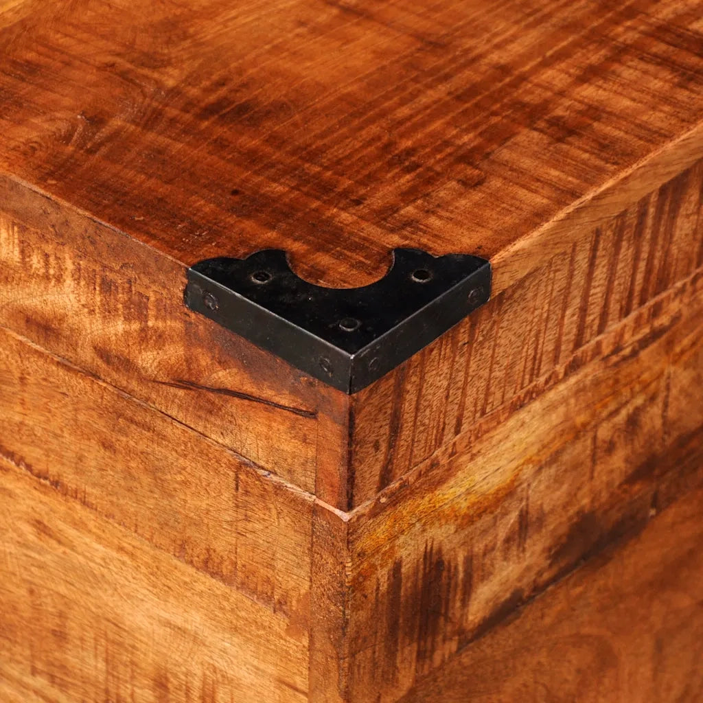 Cassapanca di Stoccaggio-Baule-Cassa a Cubo in Legno Ruvido di Mango