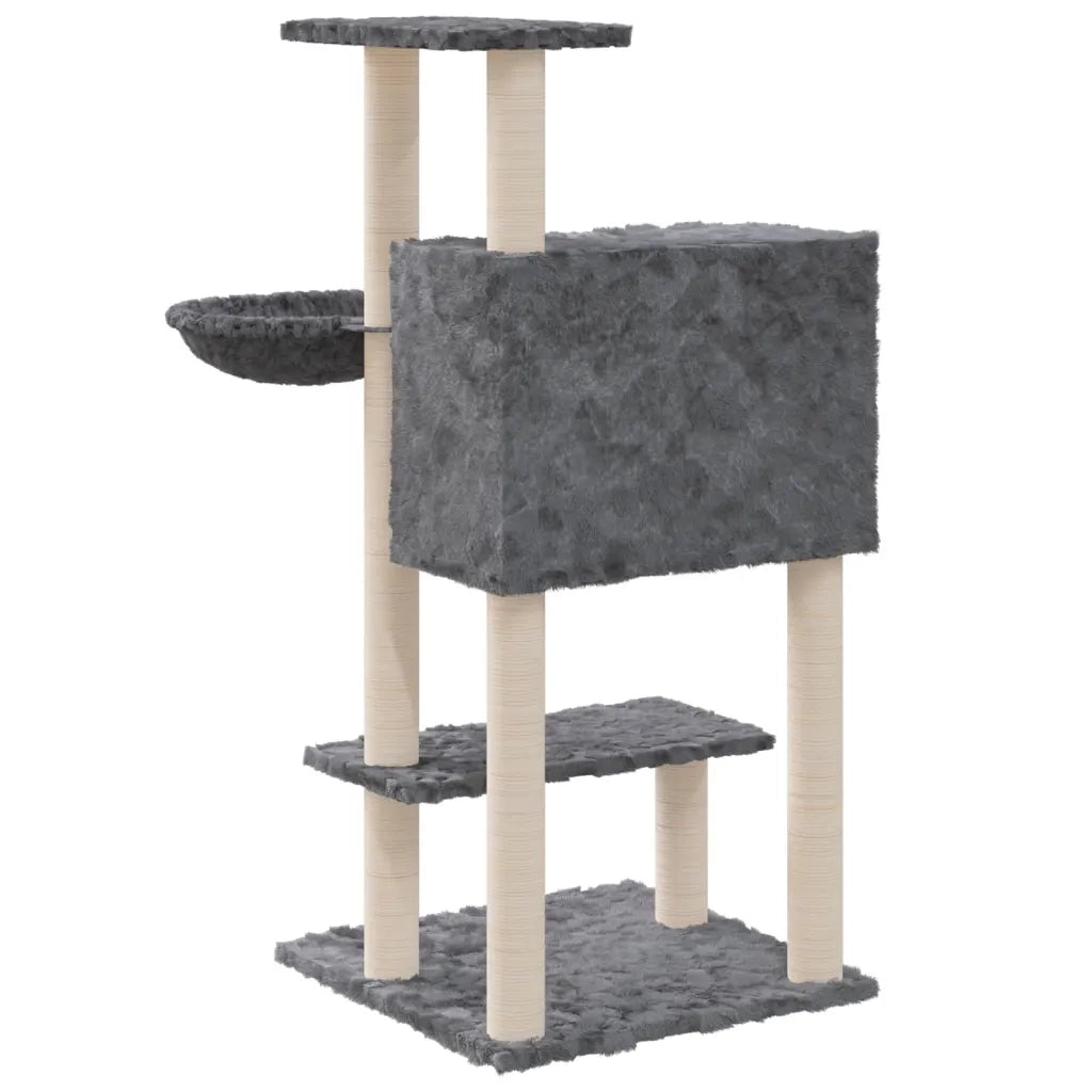 Albero per Gatti con Tiragraffi in Sisal Grigio Scuro 108,5 cm cod mxl 23733