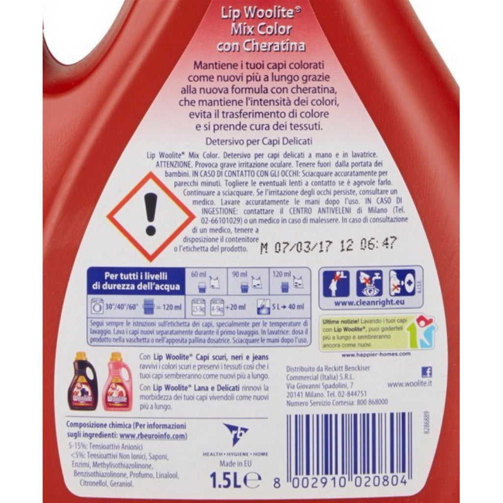 LIP WOOLITE SET 4 PZ  LIQUIDO X 25 LAVAGGI 1,5LT. MIXCOLOR