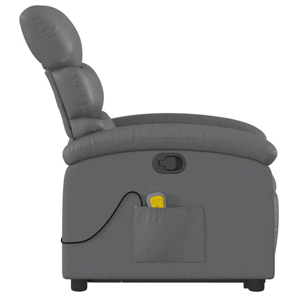 Poltrona | Sedia Relax Alzapersona Reclinabile Massaggio Grigio Similpelle