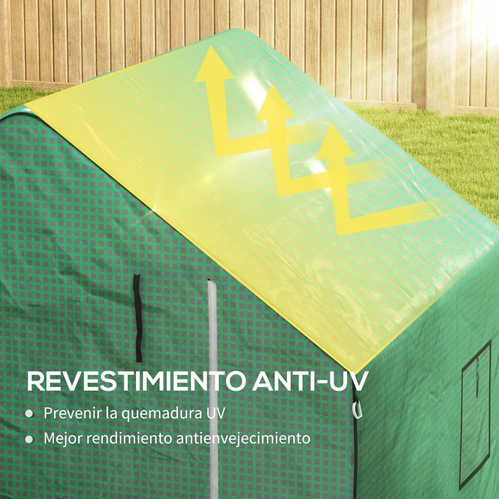Copertura Serra Sostitutiva con Finestra e Porta ¨C Zephmum ¨C Verde 140x143x190 cm