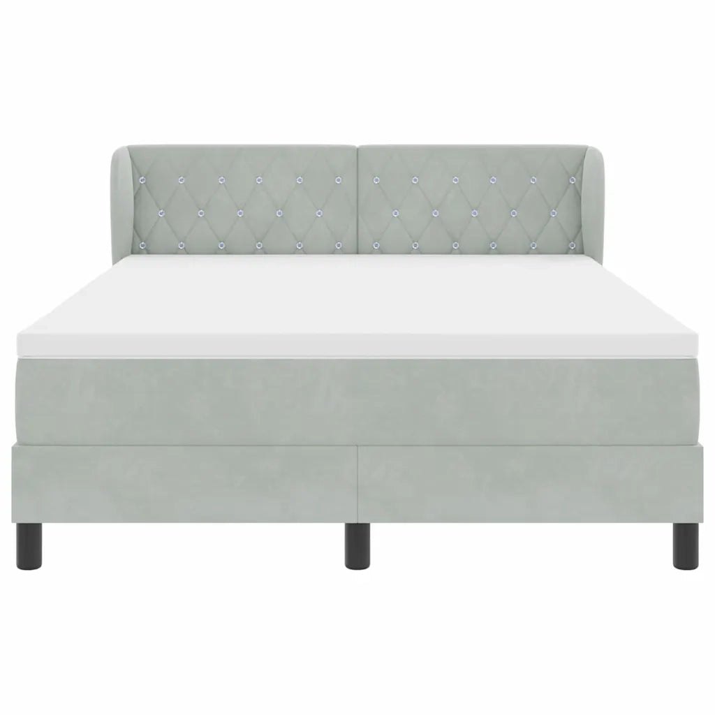 Letto a molle con testiera Grigio chiaro 140 x 200 cm Velluto 3340334