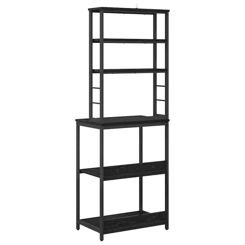 Mensola da cucina-Scaffale per Cucina Rovere Nero 60 x 40 x 168 cm