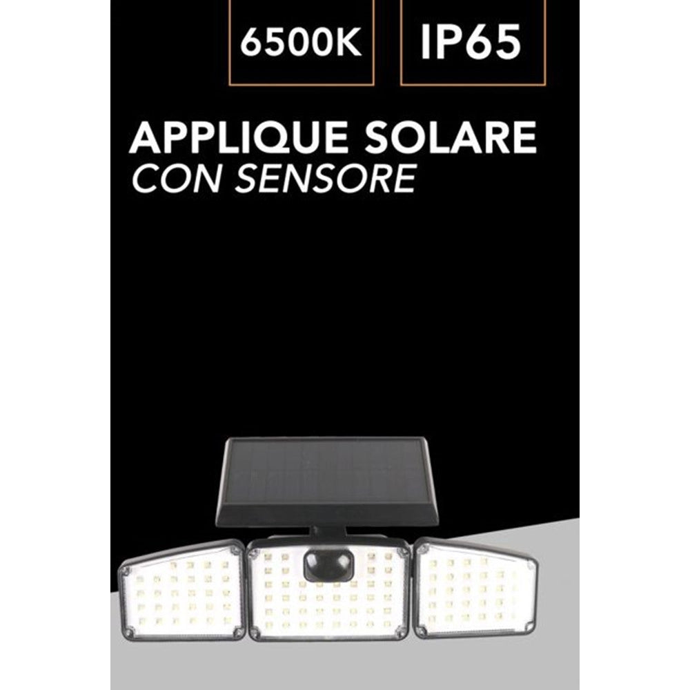 Trade Shop - Applique Solare Con Sensore Lampada Da Parete Led Impermeabile Ip65 Luce 6500k Ewe-05t-f -