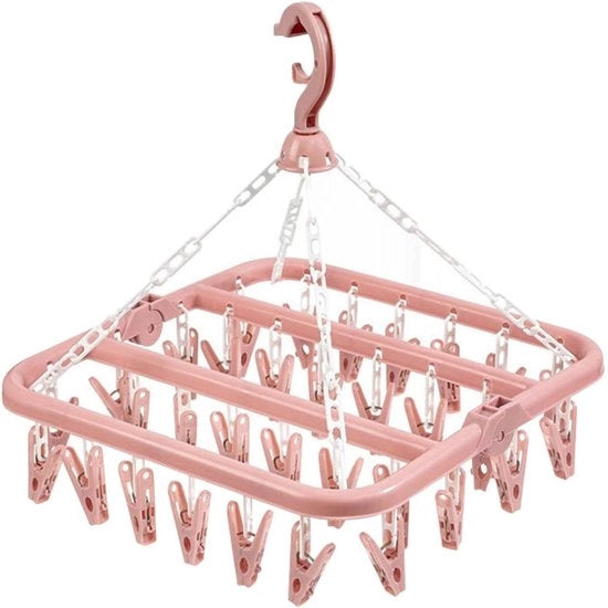 Schiaccianoci asciugamani con 32 clip per interni ed esterni - Rosa