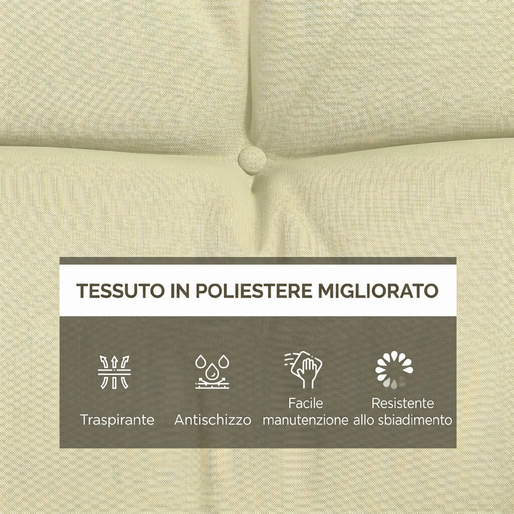Set 4 Cuscini da Giardino per Schienale e Seduta con Imbottitura in Poliestere Crema