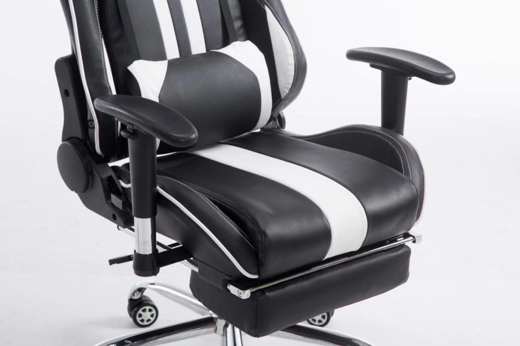 Sedia ufficio Racing Limit in similpelle bianco/nero,Con poggiapiedi