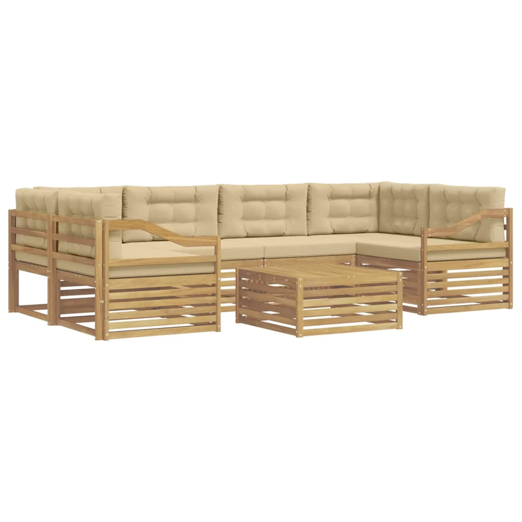 Set di divani da esterno 7 pcs Bianco e Beige Poliestere 3390143