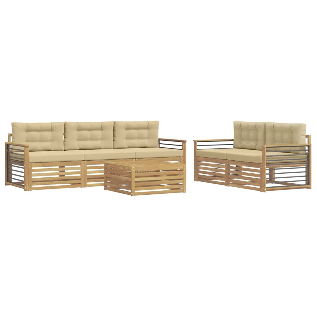 Set di divani da esterno 6 pz Bianco e Beige 3390058